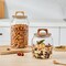 Large Glass Candy Jars with Wooden Lids, 1 Gallon Glass Jar with Lid, Sugar/Flour Storage Containers, Big Glass Canisters with Airtight Lid, 1 Pack, Hand Lid